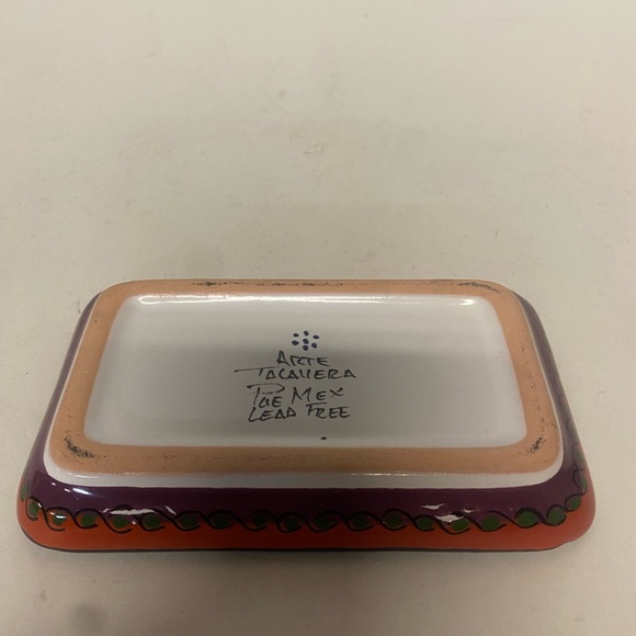 Puebla Mexico Talavera Ceramic Pottery Rectangular Signed Trinket Dish - Picture 5 of 8